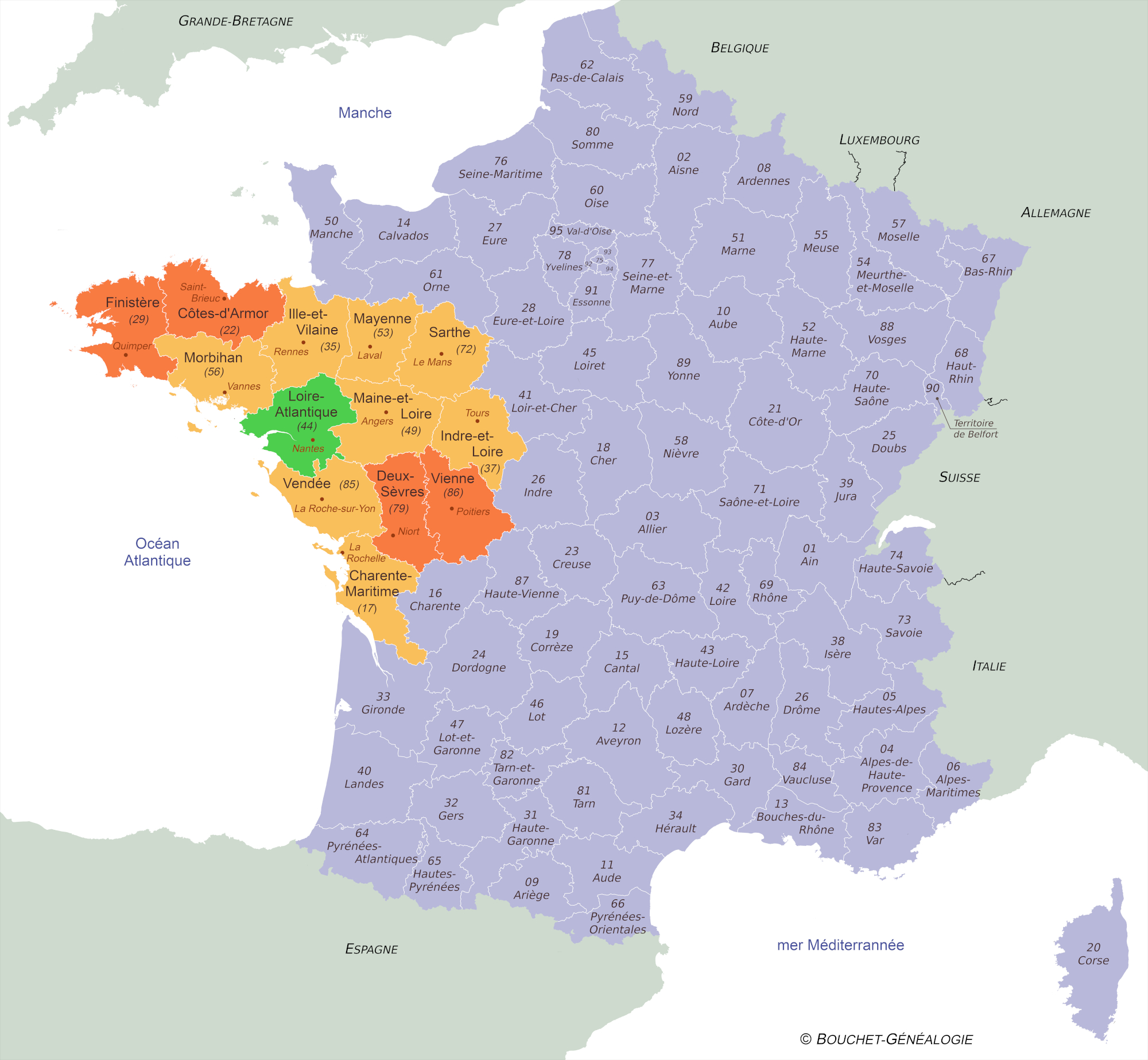 carte d&eacute;partements